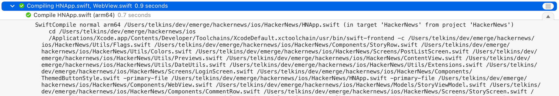 Xcode build commands