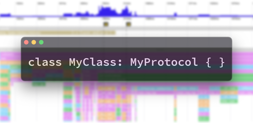 Graphic with text “class MyClass: MyProtocol { }”
