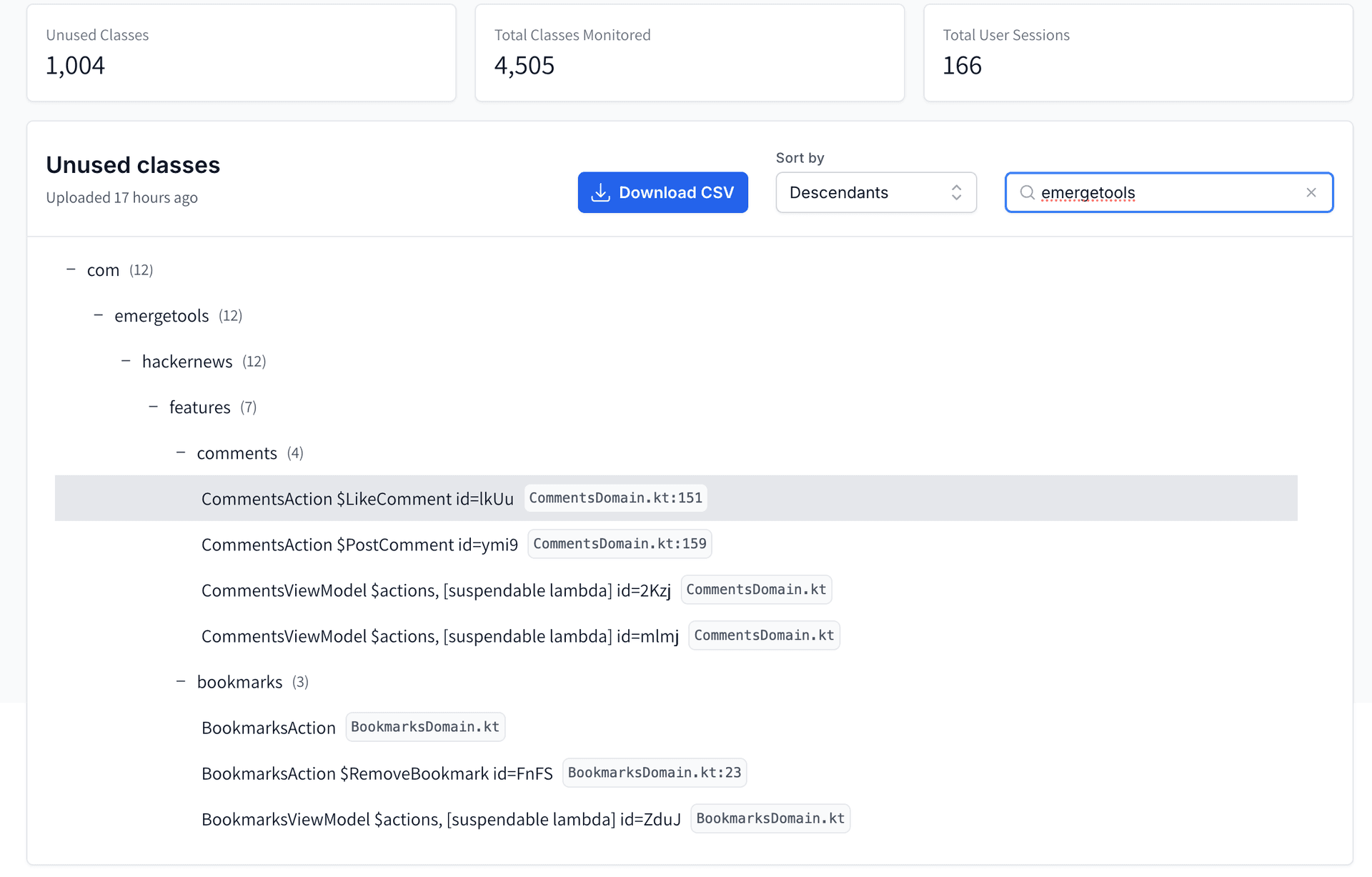 Example Reaper data in production