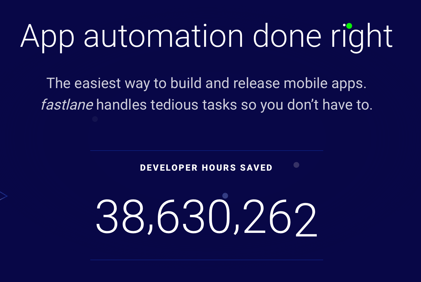 Graphic of "developer hours saved" on the fastlane website