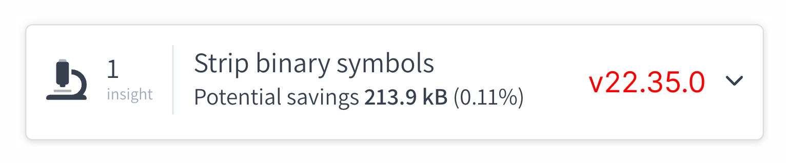 Binary symbol size in v22.35.0 (before Xcode 14)