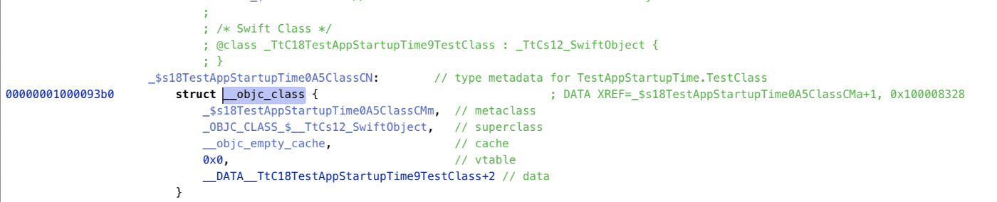 Obj-C metadata in the app binary