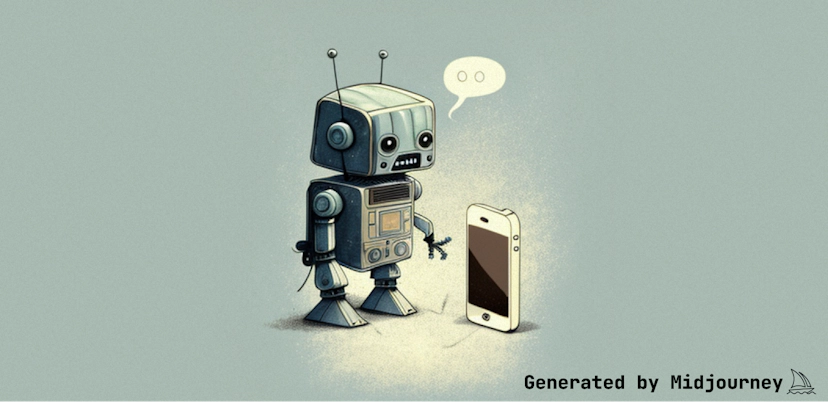 A robot talking to an iPhone