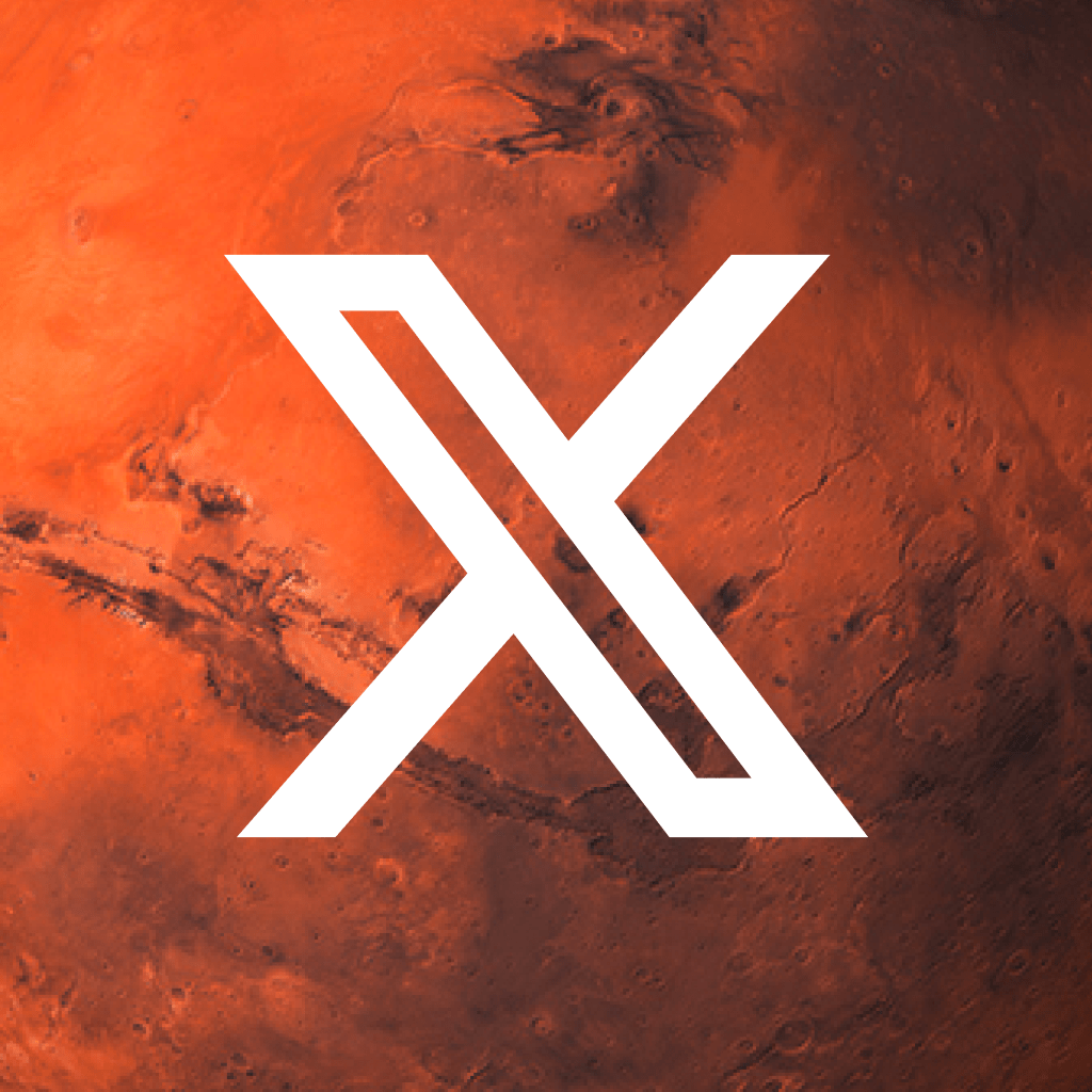 Alternative X app icon with planet Mars in the background