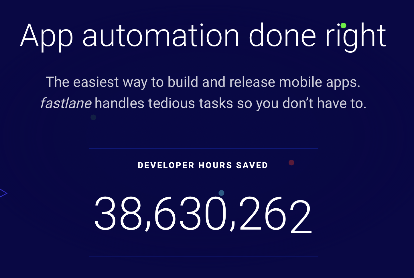 Graphic of "developer hours saved" on the fastlane website